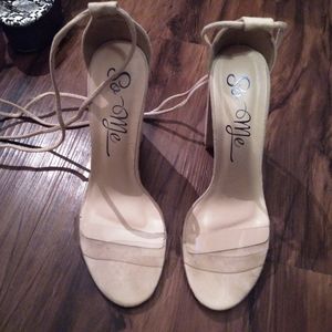 Nude clear heels